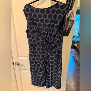 Navy Polka Dot Twist-Front Sheath Dress
